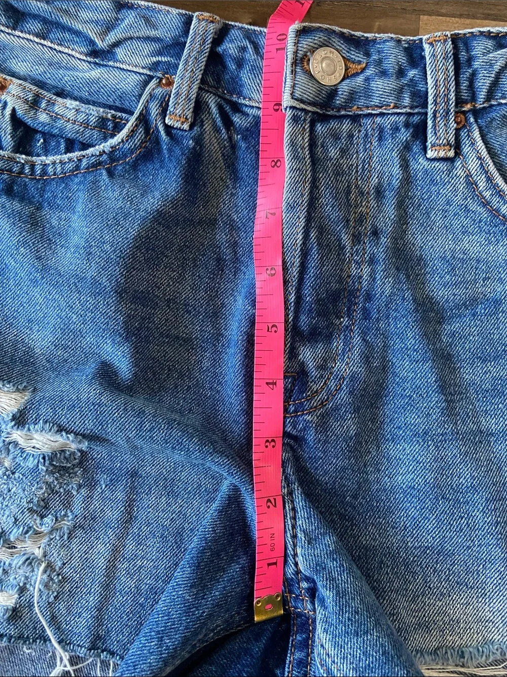Topshop Moto Ashley Distressed Blue Denim Cutoff Shorts